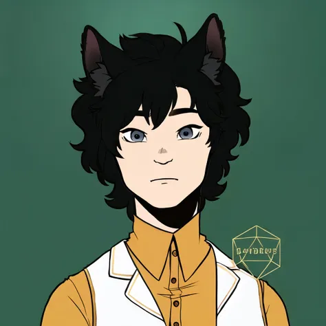 anime character with black hair and a cat ears