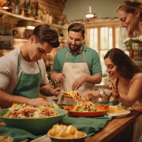 nick polom making soft tacos with brittt, extra emily, and malena tudi on cinco de mayo