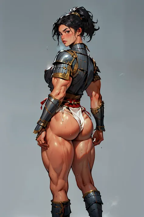 (high resolution, pixel perfect, realistic, gorgeous illustrations), (hyper quality, muste piece, etheric: 1.4), (((1girl))), ((((black skin)))), clothed, (((((((Buttlift))))))), (((((((stand,open legs))))))), tattoo, mature woman, cool atmosphere, black h...