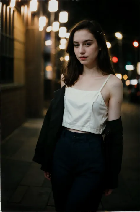 polaroid photo, night photo, photo of 24 y.o beautiful woman, pale skin, bokeh, motion blur