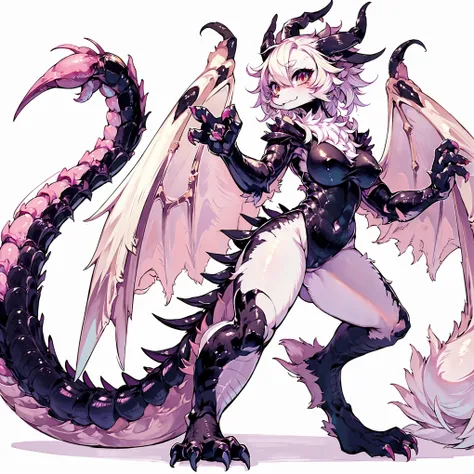 Female Dragon. scorpion element. furryfemale. poison aura.  Compound eyes. anime style.