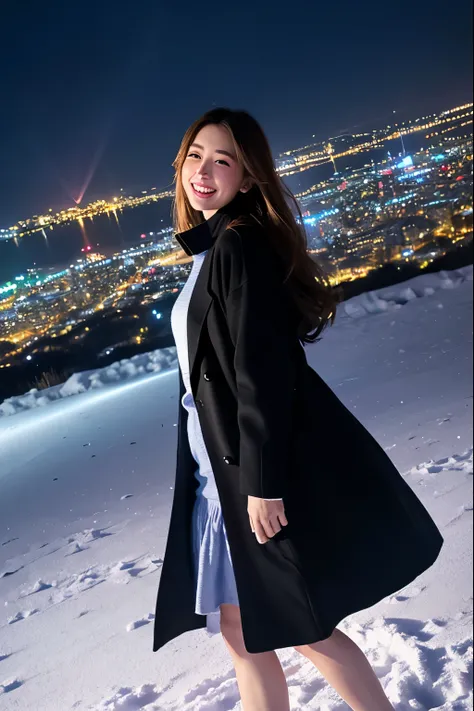 (highest quality、masterpiece、8k、Best image quality、Hyperrealism、Award-winning works)、1 girl、(Made from thick Melton fabric、A perfect and elegant open coat:1.4)、The perfect pink turtleneck knit sweater、Soft indirect lighting、Soft and delicate light、Dramatic...