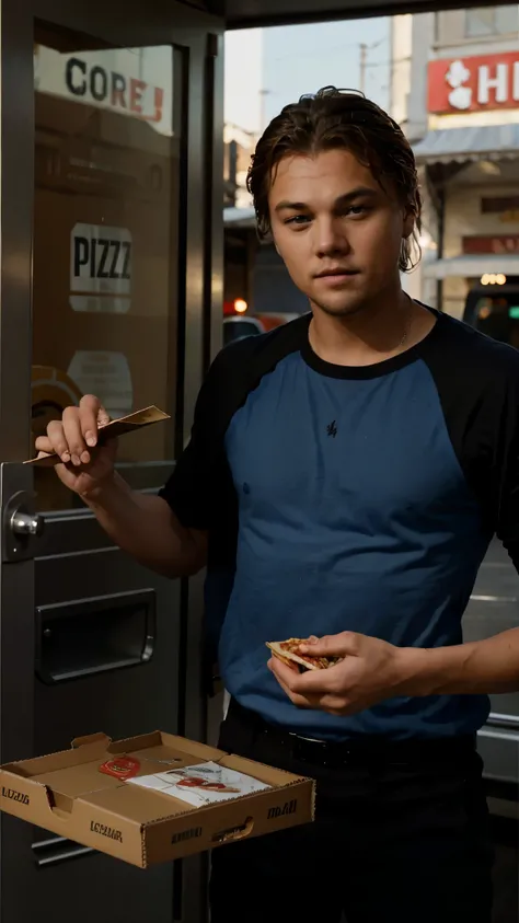 Leonardo DiCaprio, Work as a pizza delivery man, perfect face.