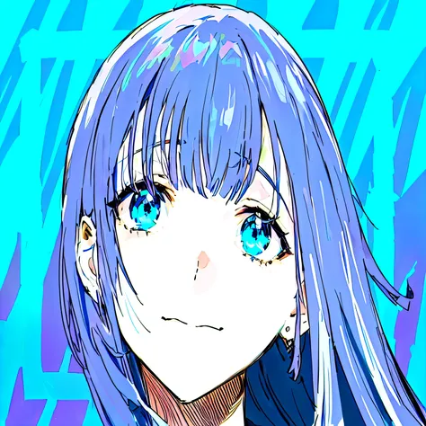 anime girl with blue hair and green eyes looking at camera, estilo de arte anime moe, retrato estilo anime, estilo de arte ufotable, sombreamento estilo anime plano, cara de ahegao, face retrato de anime, mikudayo, estilo de arte de anime, Cara fofa de ani...