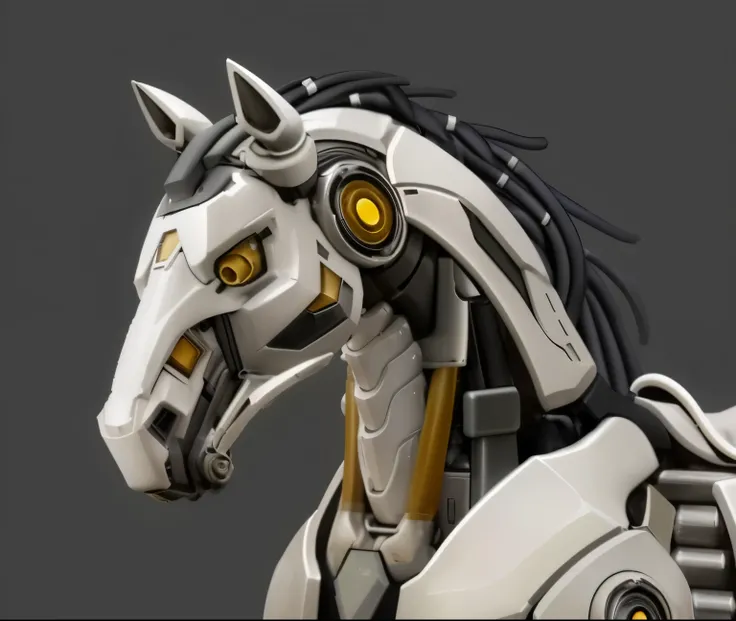 Horse head，Gundam Mecha，HD refinement，Cyberpunk，Second Dimension