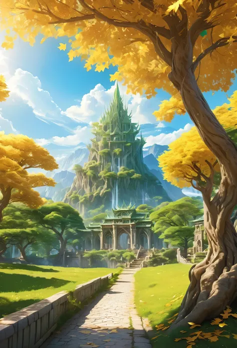 an unparalleled masterpiece, 16k, super detailed, approaching perfection, (manga style:1.3) | huge magical (elven world tree) in...