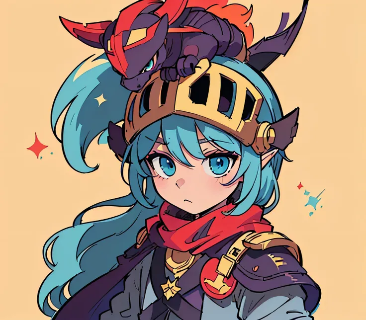 Close-up of a cartoon character wearing a helmet and scarf, (((knight))), Hero 2D Fanart Art, armor, portrait knightmale, Discord profile picture, Paladin!, dragon knight, elf knight, With armor and crown, Second Art, Game Art!!, Woodpile, Two-dimensional ...