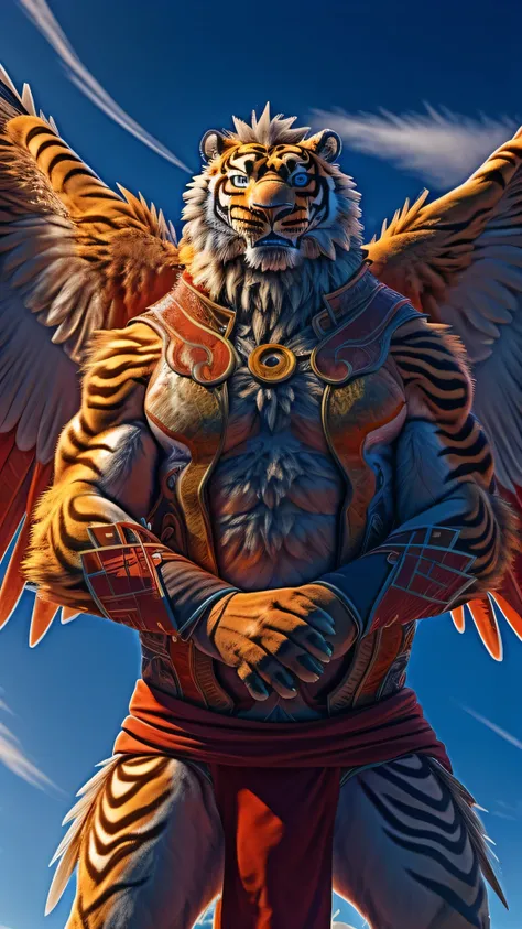 In the heart of a vibrant and colorful anime realm, a majestic Eagle and a fearless Tiger come to life in this real and abstract design masterpiece. With every feather on the Eagles wings and every strand of fur on the Tigers body meticulously rendered in ...