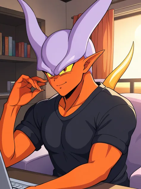 janemba wearing black shirt,black_eyes,in a modern house,using computer,taking video,face front (detailed face expression,detail...