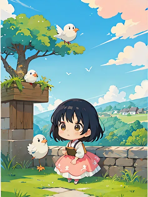 hayao Miyazaki、Kawaii Design, most beautiful girl ever、Chibi, birdie、High walls