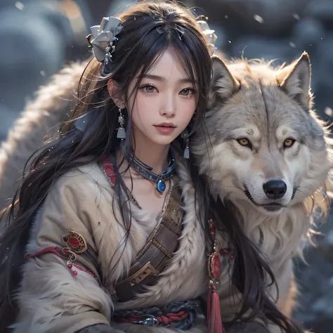 Hide in the snow mountain、Hair flows、 ((highest quality、masterpiece、8k、best image quality、ultra high resolution、Award-winning work)、(accurate anatomy:1.1)、(look at me and smile:1.1)、Shining fair skin with ultra high resolution、most detailed face、ultra high...