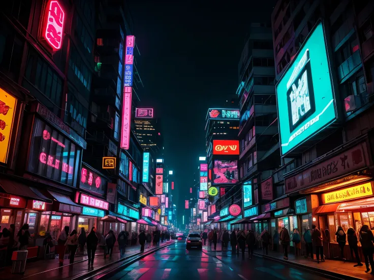 This is a (((masterpiece))). Generate a quiet and cozy apartment room. There is a window directly across from the camera and an ultra-detailed neon cyberpunk city is seen through it. It is nighttime and the city is awash in neon lights and blinking signs. ...