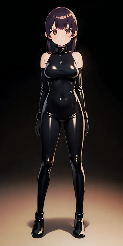 full body bondage latex girl (black background)