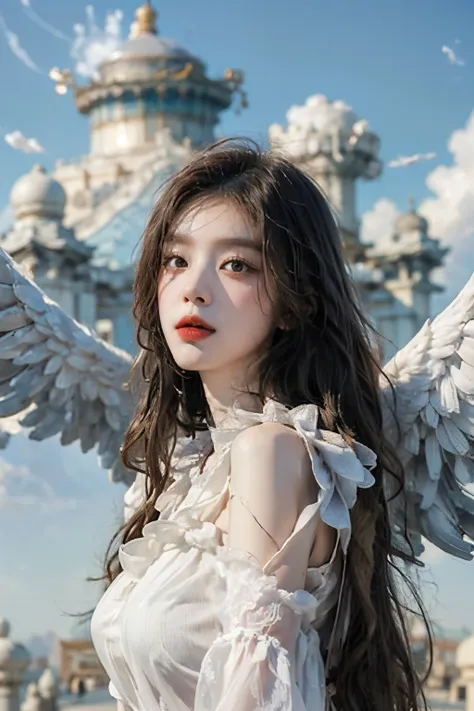 ((best quality)), ((masterpiece)), (detailed), perfect face, masterpiece, 8k, (매우 detailed 얼굴 표현), angel girl flying in the sky,...