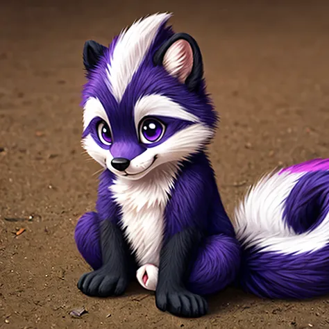 purple fur, skunk, small, smol, adorable, cute, sheath, purple toot