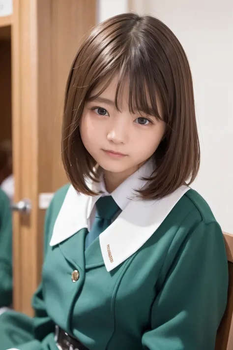 Highest quality, Masterpiece, 12 year old Japanese girl, uniform, Close-up