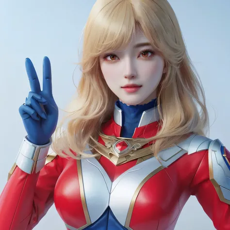 um close up de uma mulher em um traje vermelho e azul, estilo anime 3 d realista, even model | artegerm, extremely detailed artegerm, artegerm jsc, portrait of a female anime heroine, masayoshi suto and artegerm, 8k 3D rendering character art, 8k rendering...