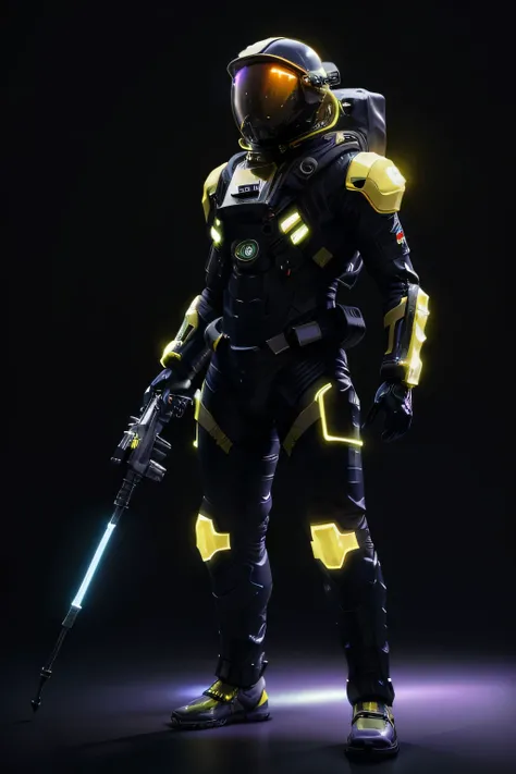 Mistical ethereal traslucent humanoid species wearing thick yellow fabric space suit clear helmet shade hiperrealist ultra detailed ciaro oscuro 3D character high quality cinematic compose render master piece