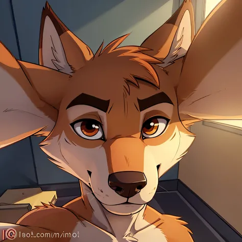 Draw a line-only cartoon of a skinny wolf fur boy who is taking a selfie while drinking a drink with the perspective from the camera angle, que solo enfoque su cuello, bebida la mitad de pecho y su cara. Con una sonrisa y sin mucho detalle, que sea 2d y si...