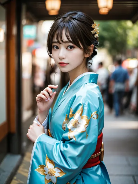 masterpiece,highest quality,Highest Resolution:1.2,Hyperrealistic:1.5,16k raw photos:1.5、 One Girl, 23 year old mature woman、 Ahoge Hair Accessory、kimono ,詳細なbeautifulkimonoの表現、Eye highlights,Depth of written boundary,Bokeh、face,style,beautiful、Keep your e...