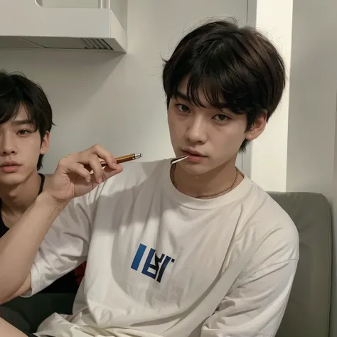 Jungkook com um cigarro na boca e um capuz, Kim Doyoung, 1 Menino de 7 anos,  Yanjun Chengt, cute japanese demon boy, cai xukun, Wonbin Lee, Ulzzang inteligente, Jinyoung Shin, taken at the beginning of 2020, Jung Jaehyun, Hong junho hyung, garoto k-pop, R...