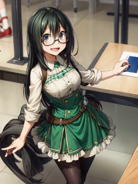 masterpiece, best quality, highly detailed, asui_tsuyu 1girl, solo, facing viewer