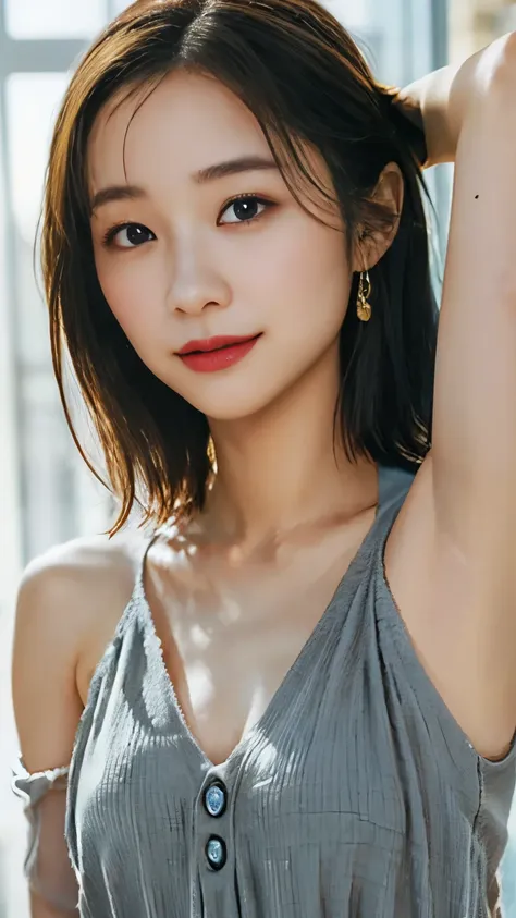 1 Female,Photorealistic,Highest quality,Ultra high definition,8K,Cool Beauty,Beauty,Perfect Style,one piece,Japanese,Upper body close-up,smile