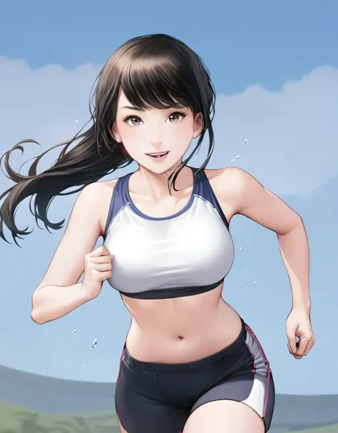 (best quality:1.2), 1girl, break, jogging