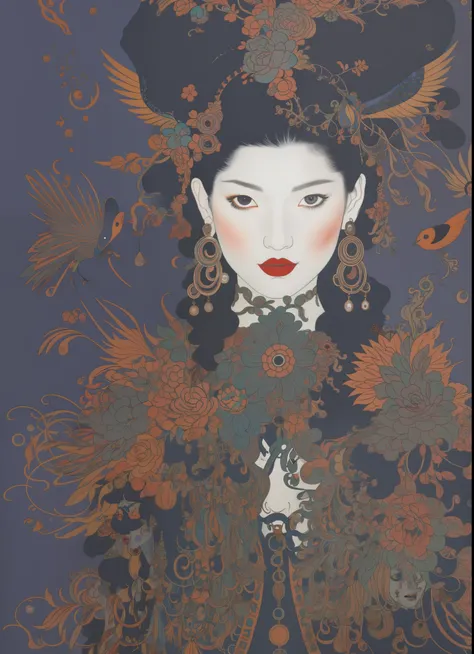 znchn style、Official、masterpiece、Beautiful face、highly contrast、art by、Sexy woman waiting for lover、portraitures、long court、long boots、sockes、sitted、hand between legs、brown haired、bluntbangs、long shoulder hair、bags、lips eyelashes、the woods、Blue sweater、ey...