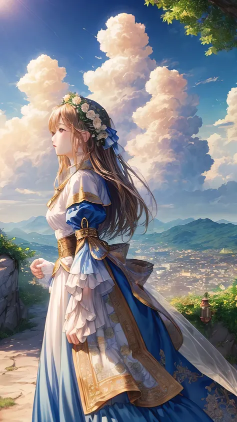 ​masterpiece, top-quality, (extremely detailed CG unified 8k wallpaper) (top-quality), (The best illustrations), (best shade)、Super Meticulous, blue-sky、Variety of clouds、Wonderfully beautiful