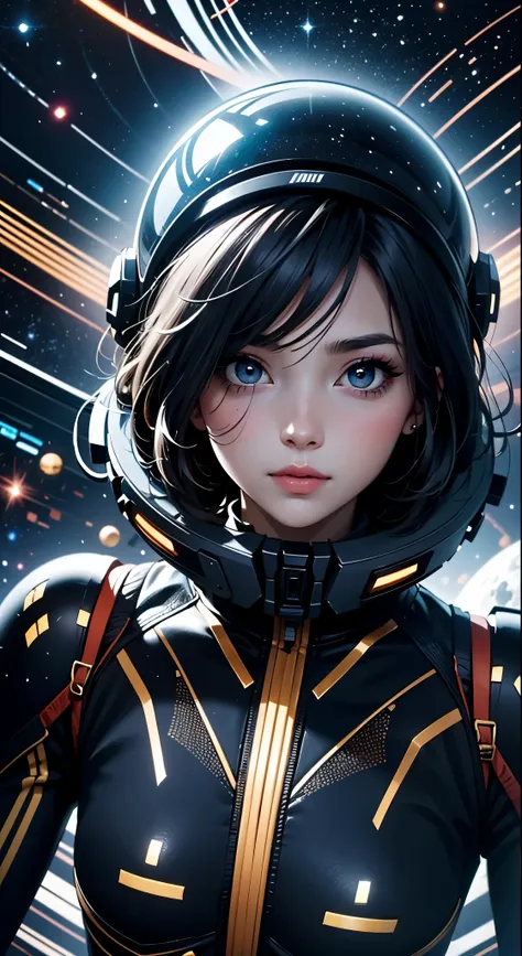 nijistyle,rfktr_technotrex,woman exploring planets, alien worlds, exotic locations, deep space,unkown terrors, galactic, nebulas...