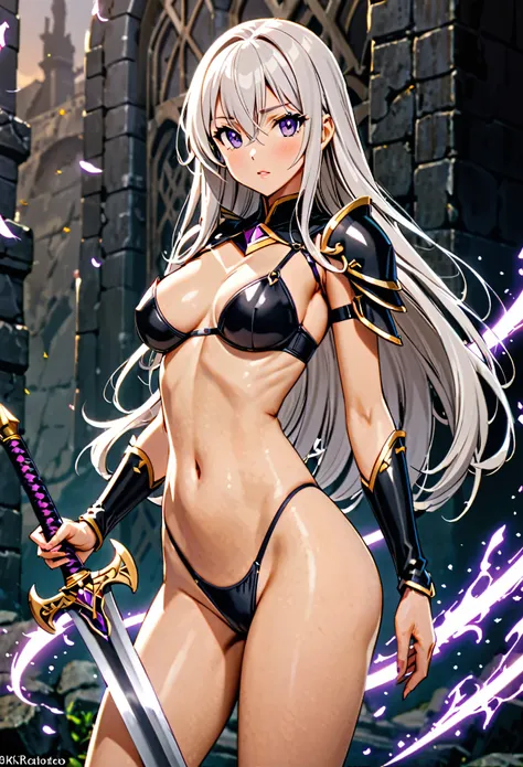 Fantasy art、1 female,The perfect 25 years old,((ideal ratio body proportions,small head:1.7)),((dark brown skin)),((high quality anime, 8k,masterpiece,Perfect Anatomy)),(beautiful detailed face and eyes,gorgeous eye:1.3,Almond Eyes),female knight、(silver h...