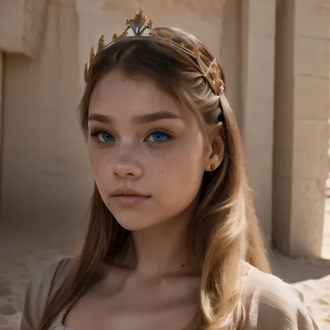 a close up of a college student wearing a tiara and a dress。，（（（side view）））, portrait sophie mudd, portrait of barbara palvin, ...