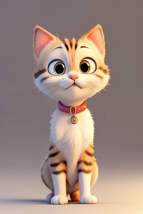 masterpiece, high quality, a cute little cat, disney, 3d, cute, looking at the viewer, no humans, clean background, depth of fie...