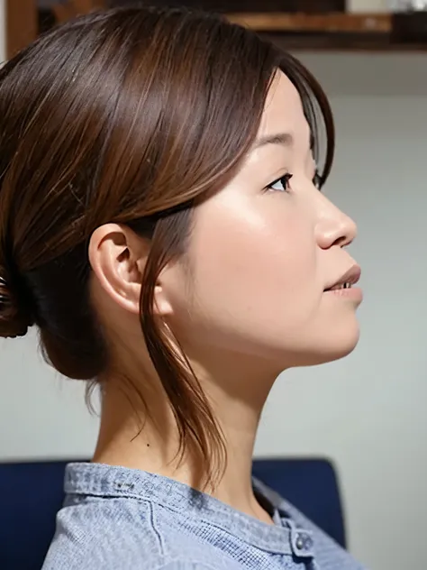 (masterpiece, highest quality:1.2), One girl, alone, profile, 40-year-old woman,