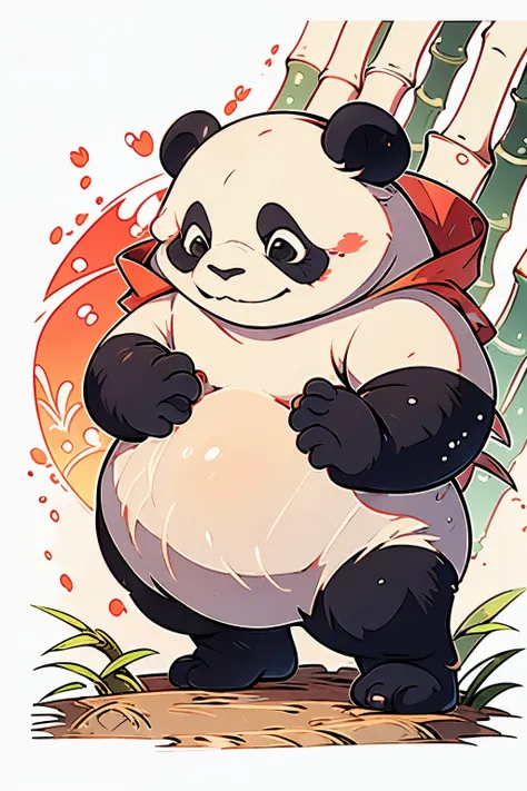 masterpiece, coloring-book, lineart, perfect lineart, comic style, cute pandas in bamboo village