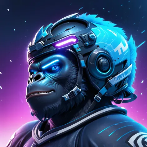 gorilla playing ice hockey、glide、３ｄcharacter、helmet、cyberspace showdown、add motion、armor、cyber intelligence background、wear prot...