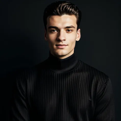 arafed man in a black turtle neck sweater posing for a picture, kacper niepokolczycki, andrea savchenko, daniil kudriavtsev, rap...