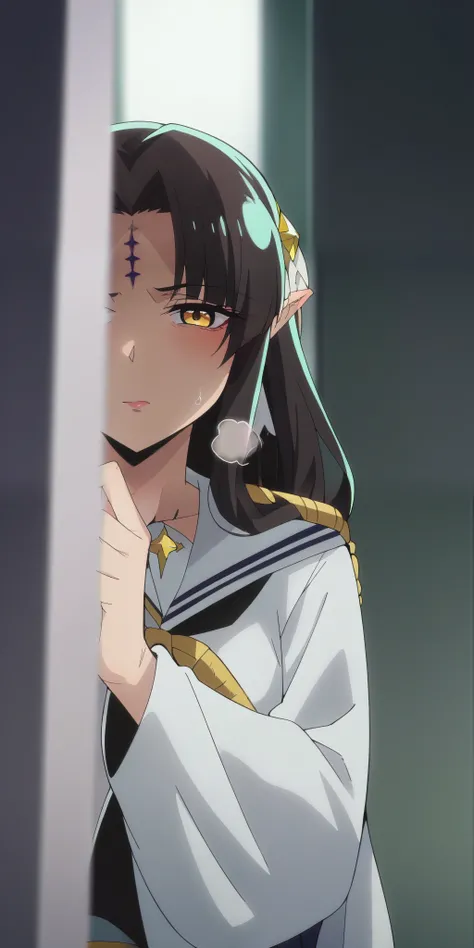 score_9, score_8_up, score_7_up, source_anime, michikotanaka, michiko tanaka, long hair, black hair, yellow eyes, facial mark, forehead mark, michiko_tanaka_mahoushoujoniakogarete, anime_style, (long hair, black hair:1.3), forehead, forehead mark, hair orn...