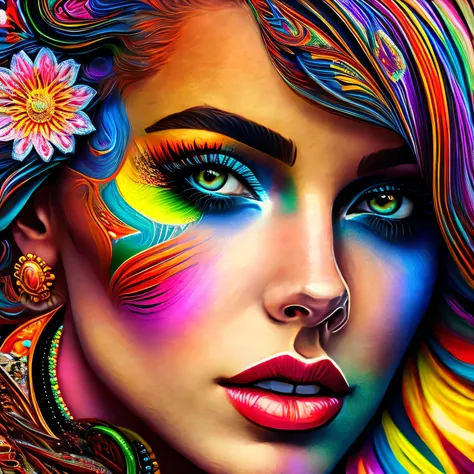 colored art portrait , ultra detailed