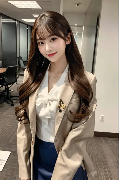 conference room、Hair tied up、Woman reading、Intelligent beauty、Wavy Hair、Brown hair tied with ribbon、Jacket、Cut and sew、Floral Skirt、Cleavage（Very large breasts、Very thin and long legs、Perfect figure、High heels、whole body、smile）、1 female、No makeup、22 years ...