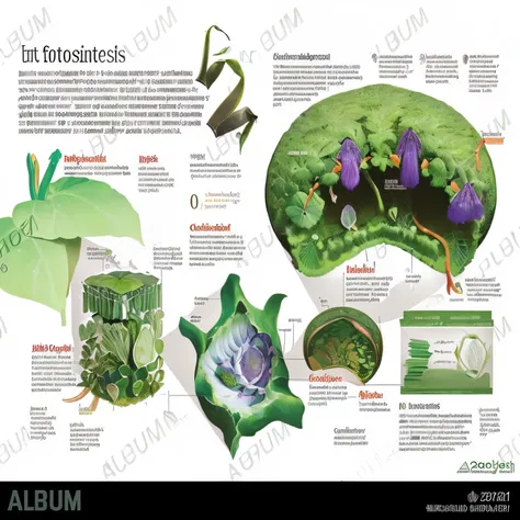 a close up of a magazine with a bunch of pictures of plants, biology textbook page, biological illustrations, photosynthesis, bio chemical illustration, detailed plant life, detailed scientific diagram, 1024x1024, scientific illustration, full details anat...