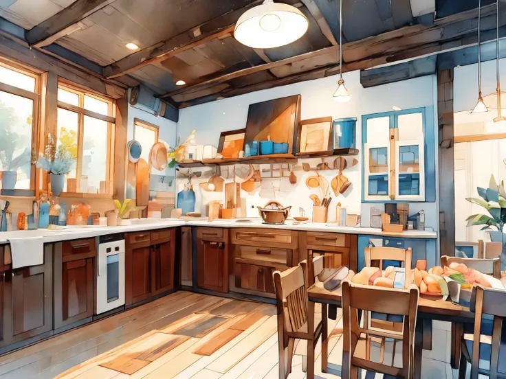 baking house decorated with artistic creative decoration，colorful mural、lighting design、the baking house has a comfortable and w...