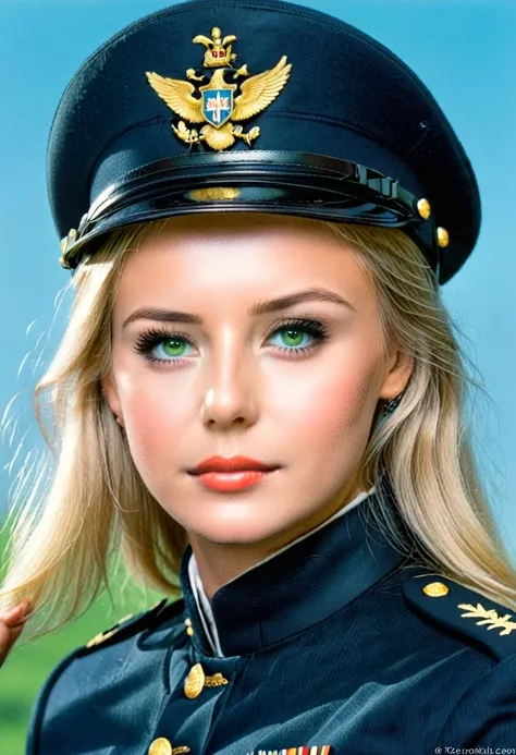 Mary , Blonde hair , Green Eyes , BC Military Uniform, have ,