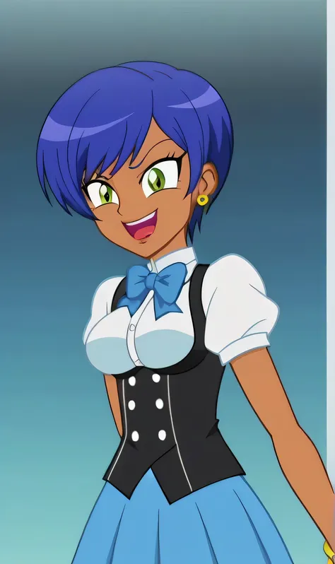 Anime girl Screencap. Cabelo Black, olhos Dark. Roupa escolar