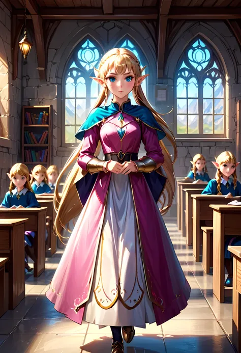 high details, best quality, 16k, [ultra detailed], masterpiece, best quality, (extremely detailed), ultra wide shot, photorealistic, a picture of an elf magical teacher (best details, Masterpiece, best quality: 1.5), teaching magical arts, manipulating mag...