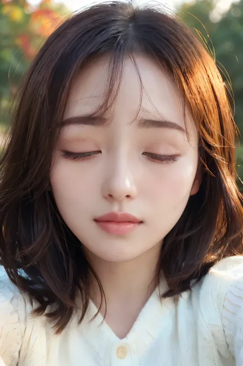(highest quality、Tabletop、8k、Best image quality、Award-winning works)、(Close your eyes completely:1.1)、(Closed lips:1.1)、(Bring your face closer:1.1)、(Put your lips close to mine:1.1)、(Face close-up:1.3)、(Taking a selfie with open arms:1.5)、Long Wavy Hair、E...