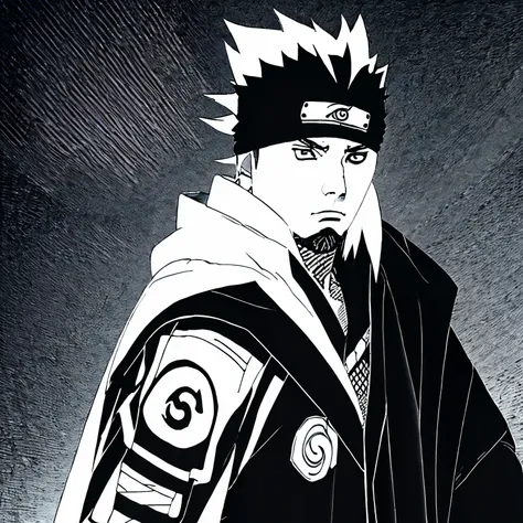 can you create a single male shinobi for me in anime?. ce personnage aura le physique et la coupe de cheveux en noirs de yahiko....