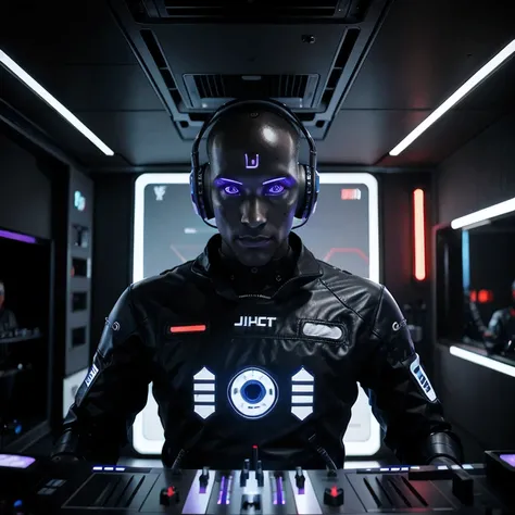 Male DJ Robot in Futuristic Cyberpunk