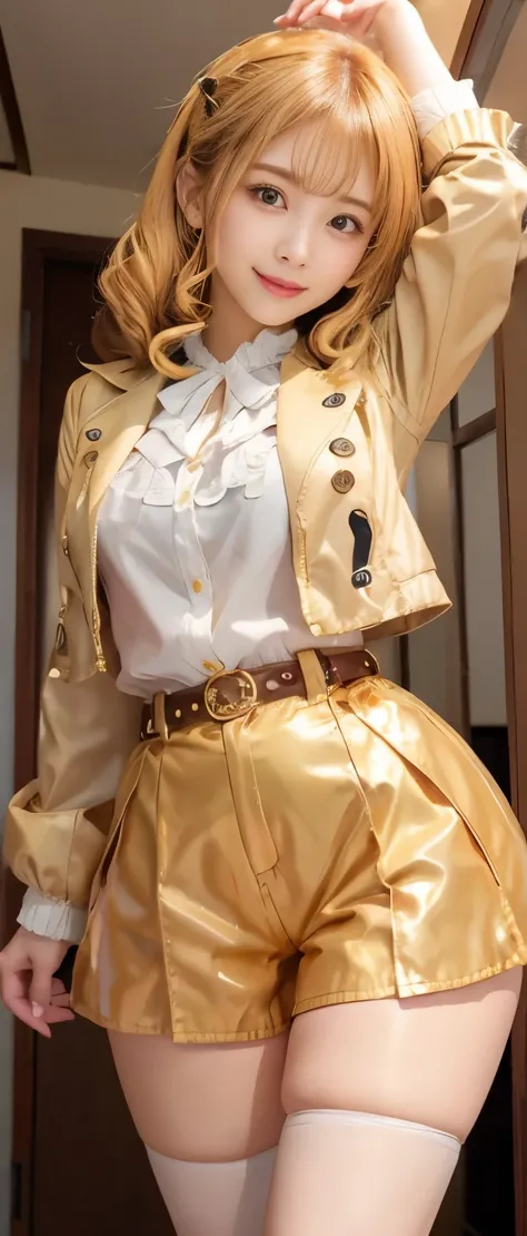 Honey-covered idol girl、whole body、Good style、、、、、、、、Honey Gold Shorts、、、、Honey Hair、Fancy belt、、Honey Jacket